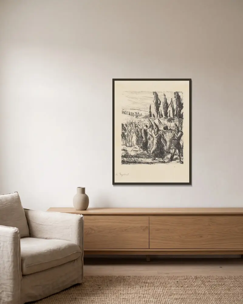 Burial av Max Beckmann inramad på en vägg
