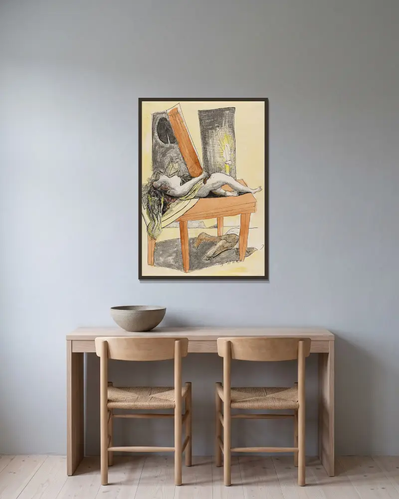 Der Mord, 1945 av Max Beckmann inramad på en vägg
