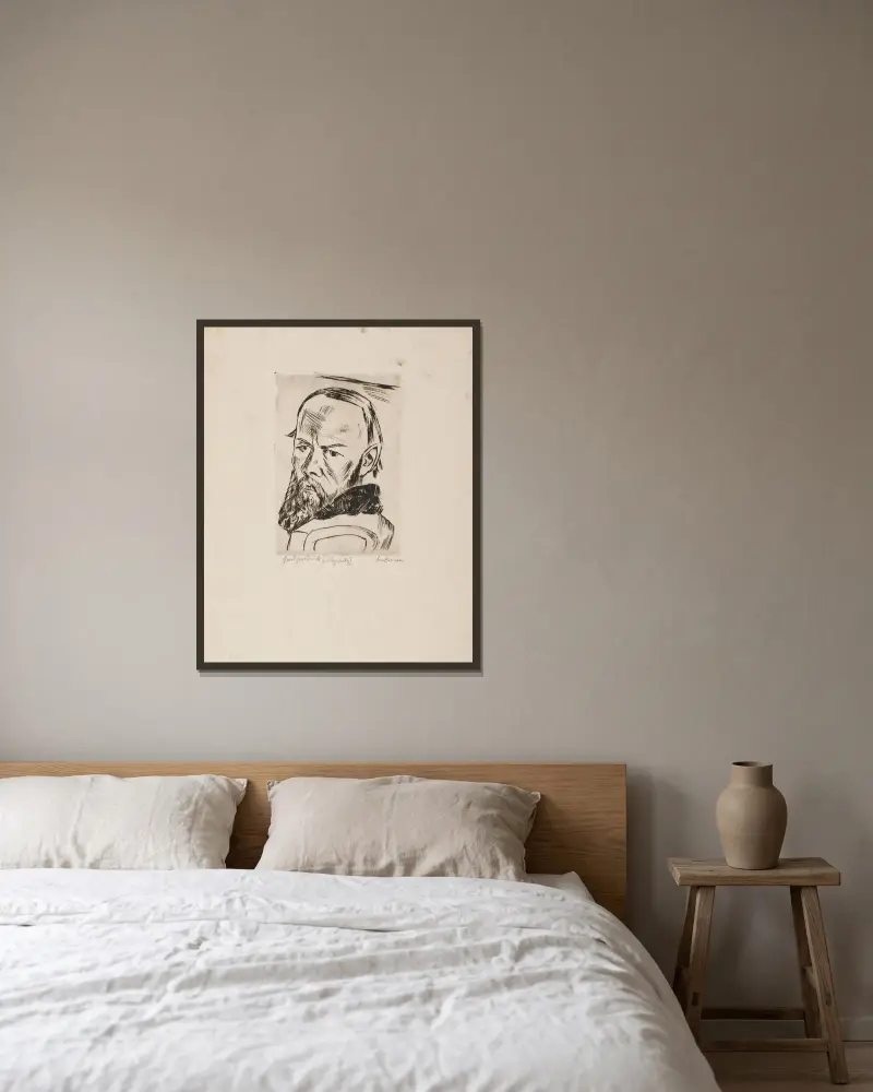 Dostoyevsky II av Max Beckmann inramad på en vägg