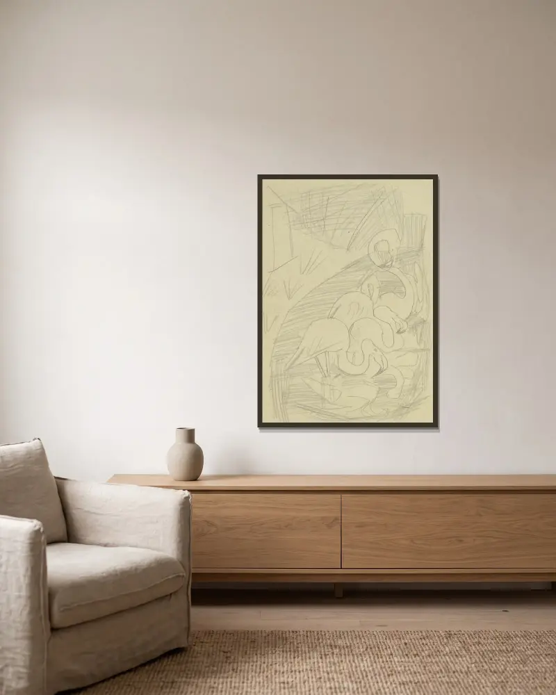 Flamingos av Max Beckmann inramad på en vägg