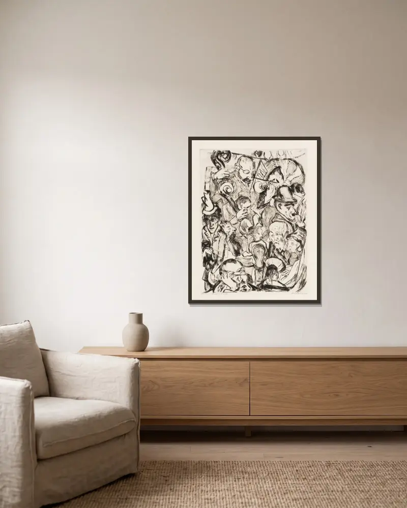 Gesichter Pl.13 von Max Beckmann gerahmt an einer Wand