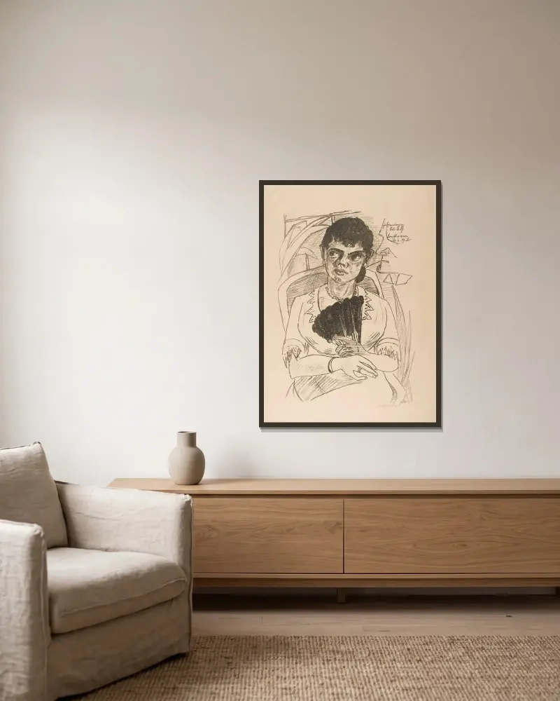 Till minne av fröken von Sch. av Max Beckmann inramad på en vägg