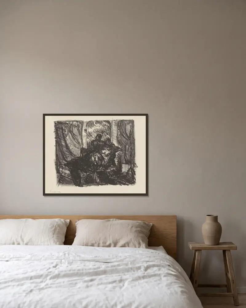 Love Scene av Max Beckmann inramad på en vägg