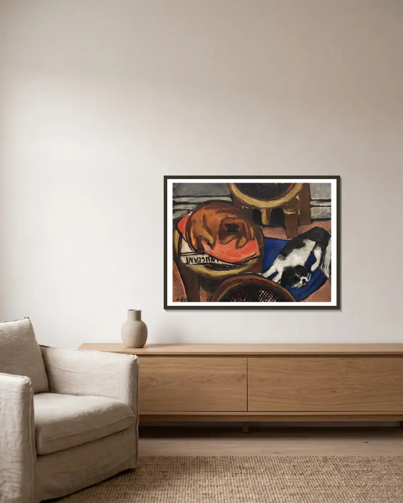 Majong i Chilly (Psy), Max Beckmann w ramie na ścianie