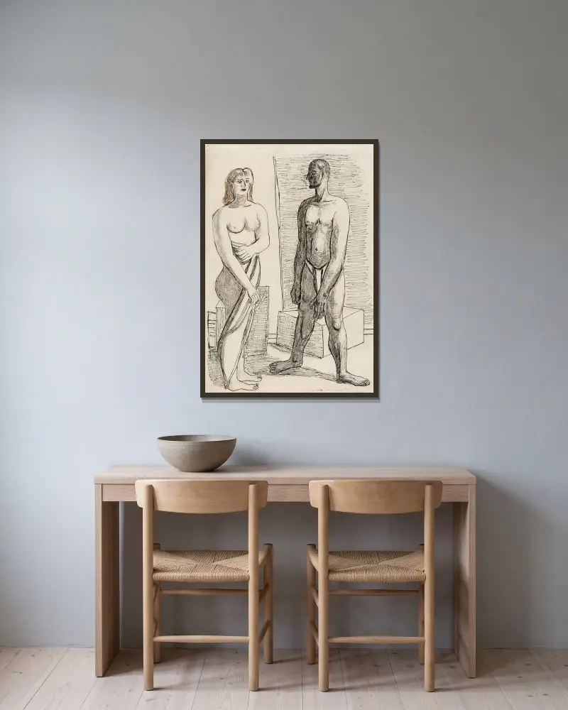 Modelle av Max Beckmann inramad på en vägg