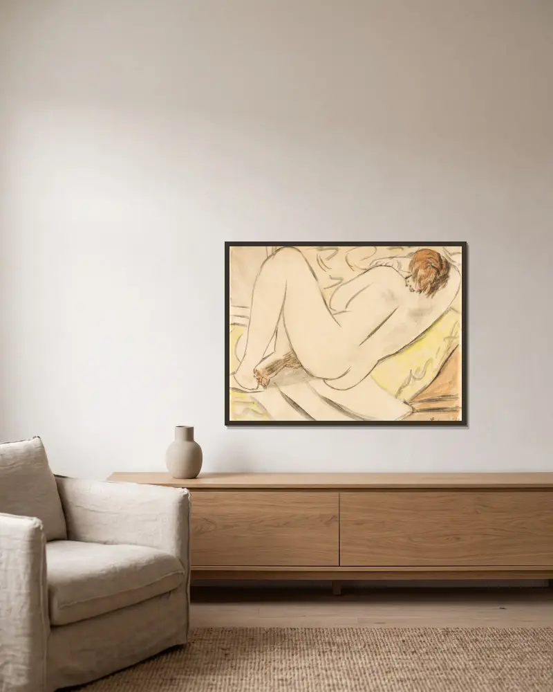 Sleeping Nude av Max Beckmann inramad på en vägg