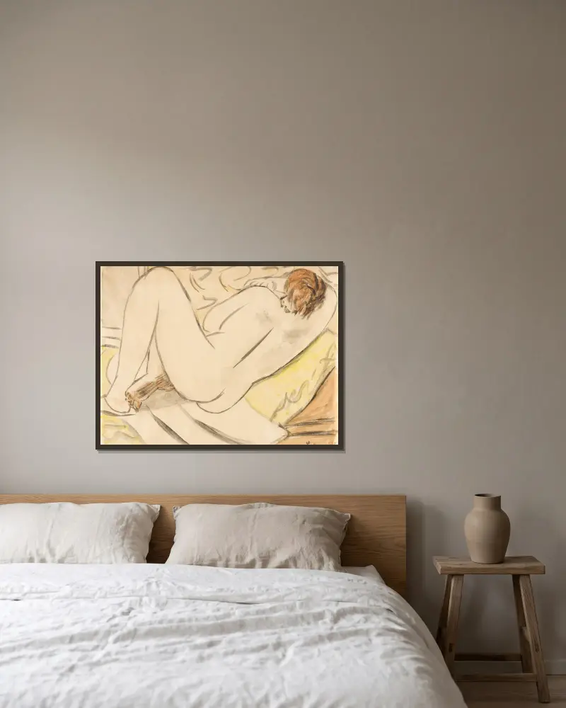 Sleeping Nude av Max Beckmann inramad på en vägg