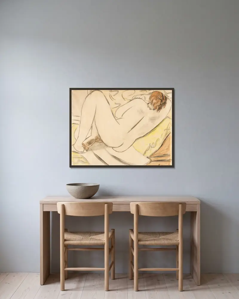 Sleeping Nude av Max Beckmann inramad på en vägg