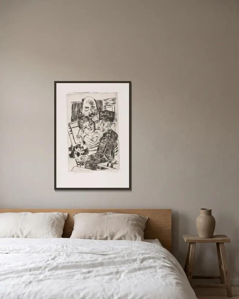 Die Pelzmütze von Max Beckmann gerahmt an einer Wand