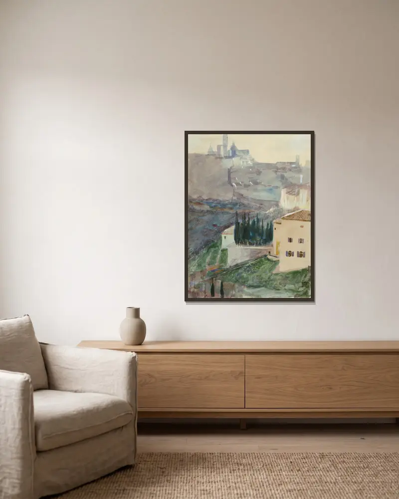 View of Siena av Max Klinger inramad på en vägg