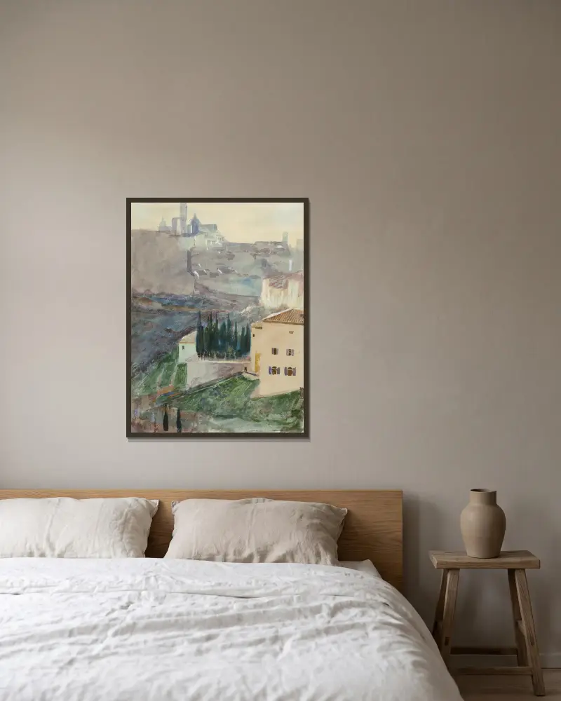 View of Siena av Max Klinger inramad på en vägg