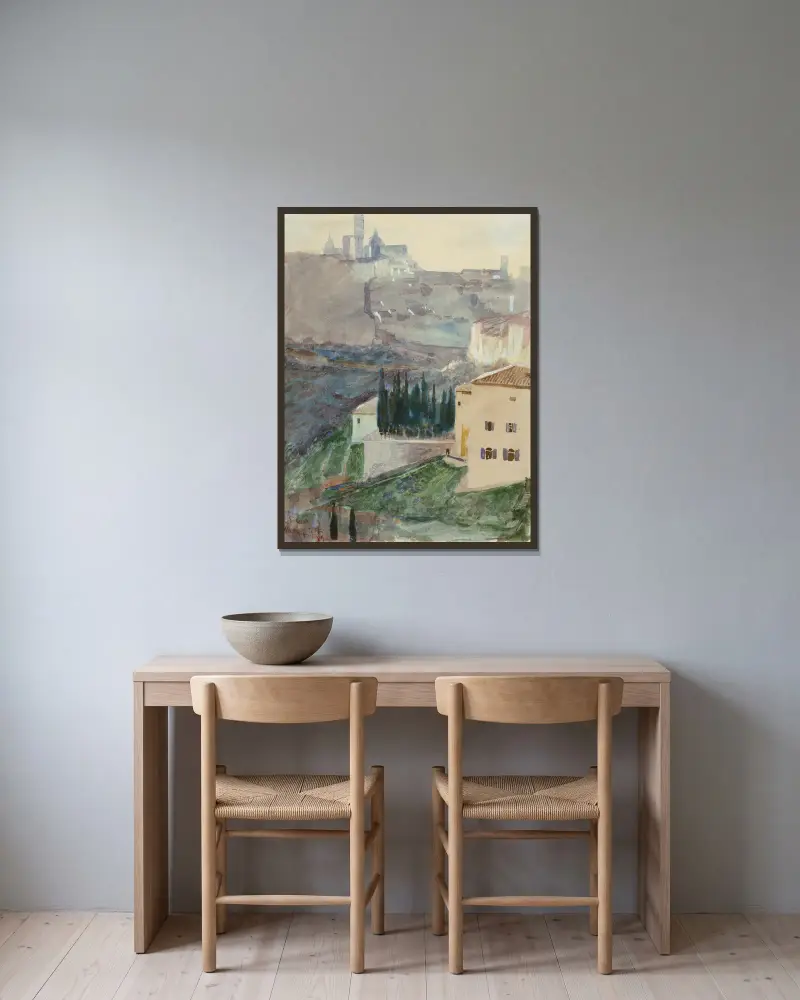 View of Siena av Max Klinger inramad på en vägg
