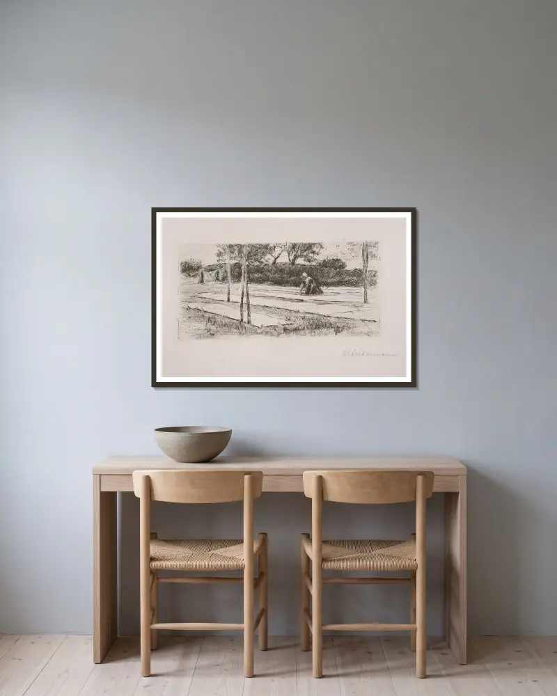 Die Bleiche av Max Liebermann inramad på en vägg