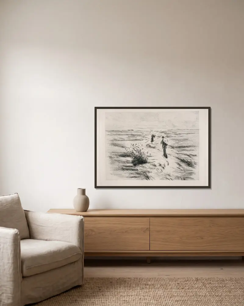 In den Dünen von Max Liebermann gerahmt an einer Wand