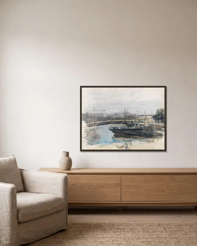 Kai in Hamburg von Max Liebermann gerahmt an einer Wand