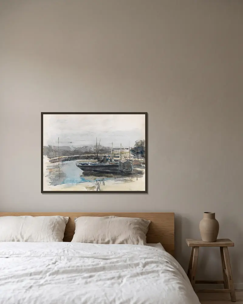 Kai in Hamburg von Max Liebermann gerahmt an einer Wand