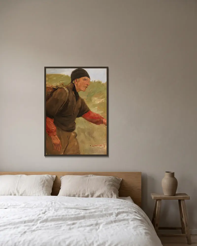 Schreitender Bauer av Max Liebermann inramad på en vägg