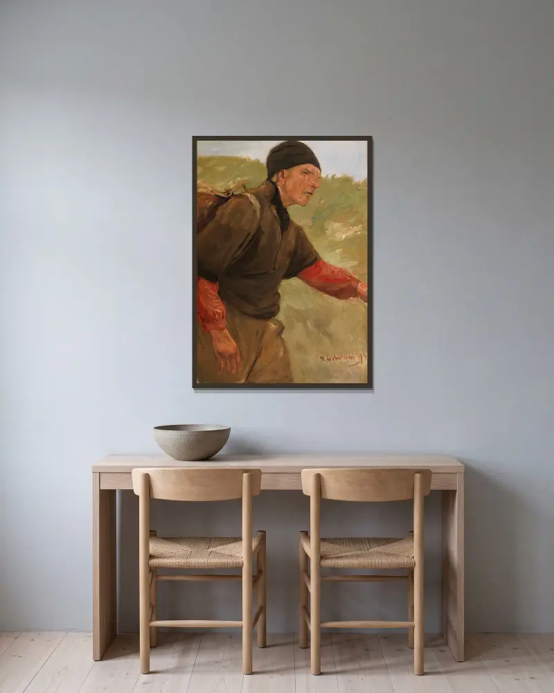 Schreitender Bauer av Max Liebermann inramad på en vägg