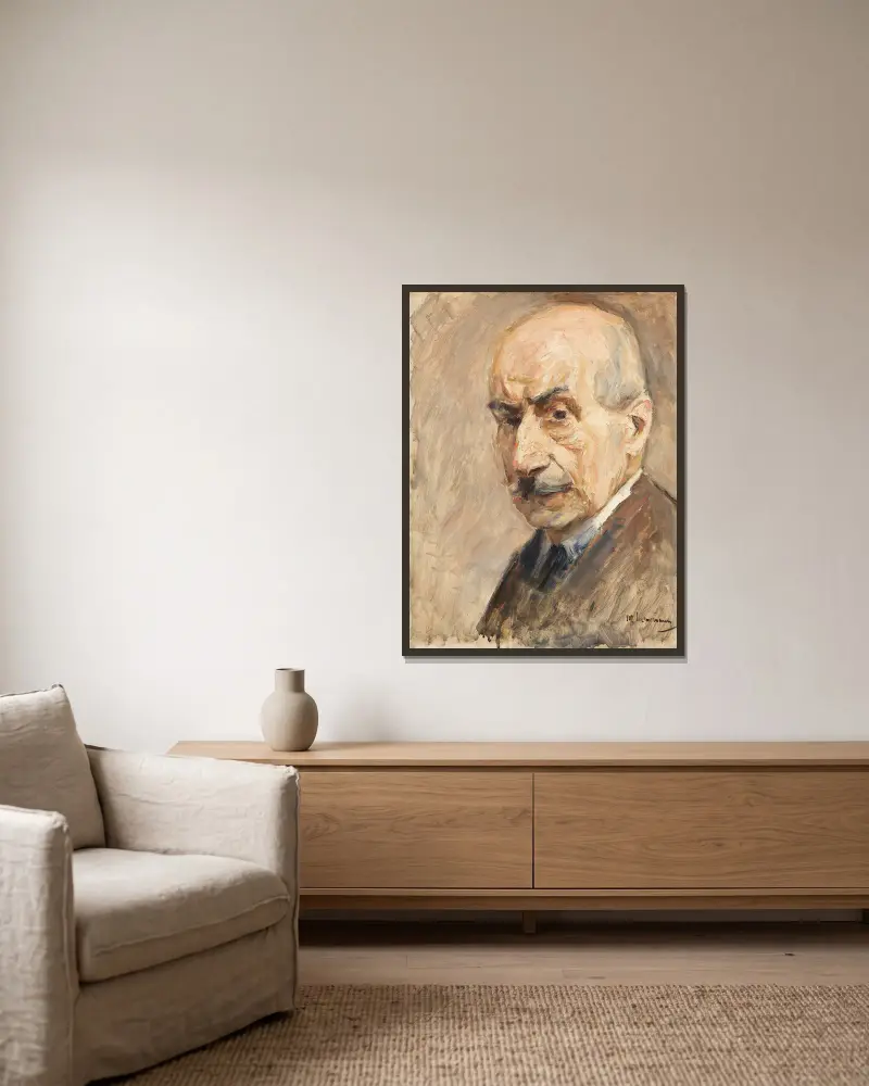 Selbstbildnis von Max Liebermann gerahmt an einer Wand