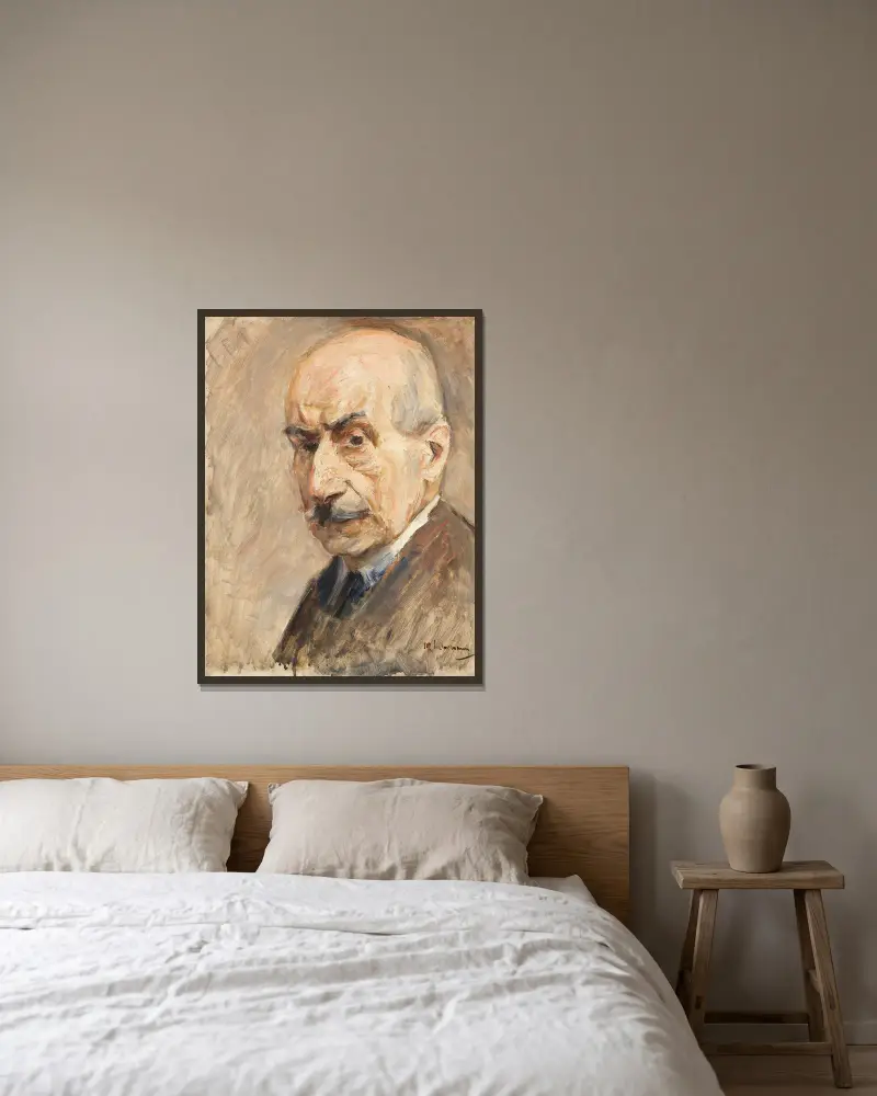Selbstbildnis von Max Liebermann gerahmt an einer Wand