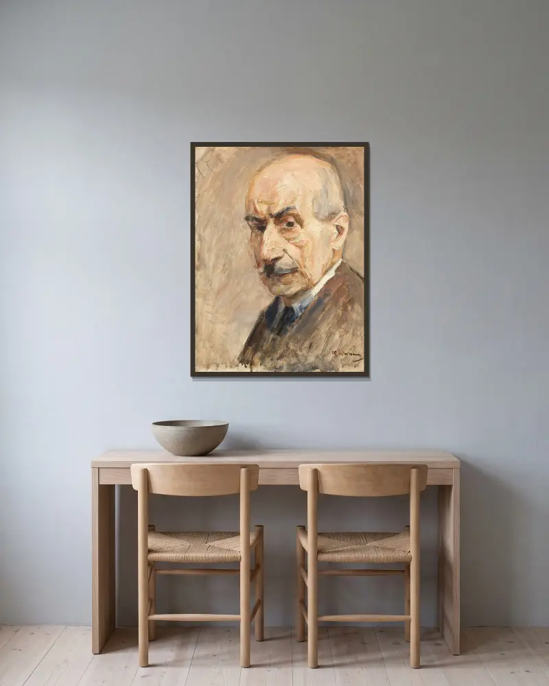 Selbstbildnis von Max Liebermann gerahmt an einer Wand