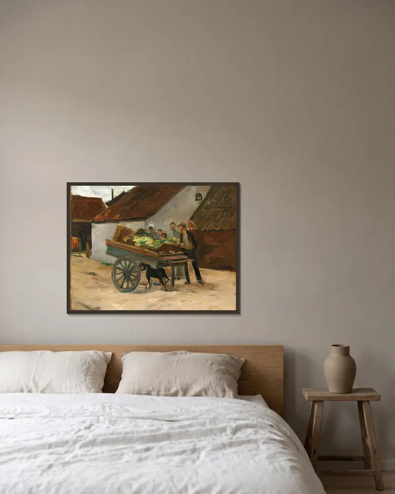 Vegetable barrow – dog cart av Max Liebermann inramad på en vägg