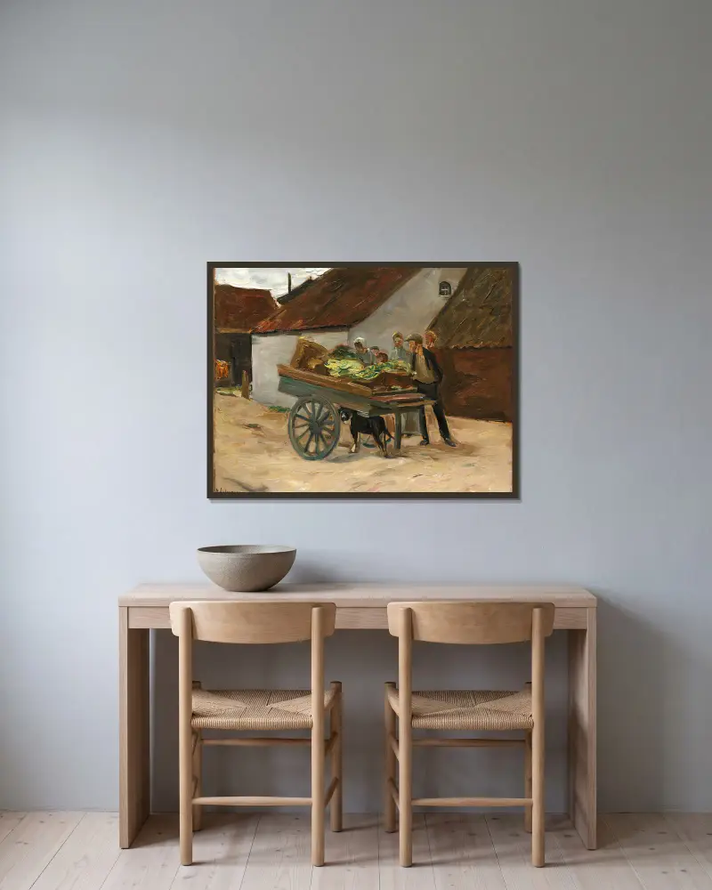 Vegetable barrow – dog cart av Max Liebermann inramad på en vägg
