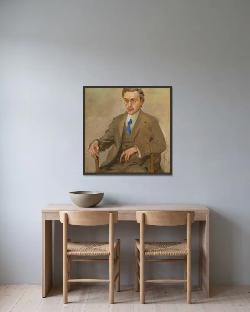Portrét Adolfa Loose, Max Oppenheimer v rámu na stěně