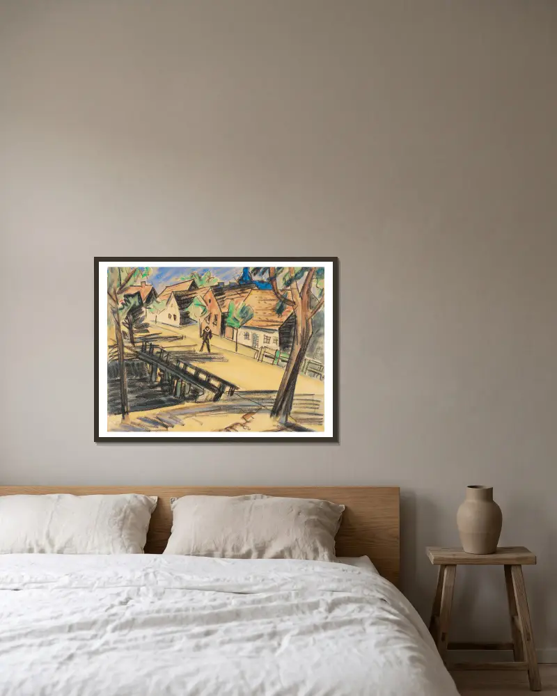 Große Mühlengraben-Brücke (Leba) av Hermann Max Pechstein inramad på en vägg