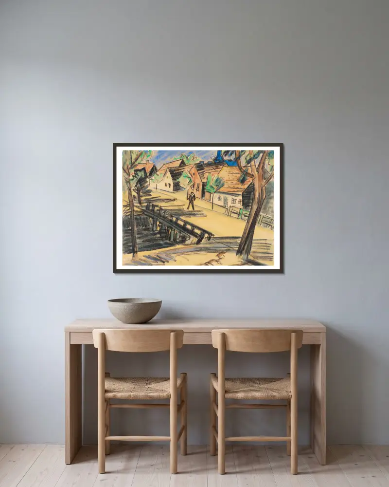 Große Mühlengraben-Brücke (Leba) av Hermann Max Pechstein inramad på en vägg
