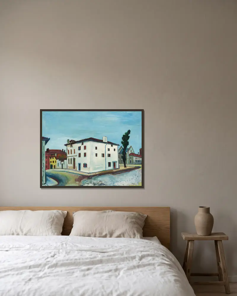 Häuser in Hendaye von Hermann Max Pechstein gerahmt an einer Wand
