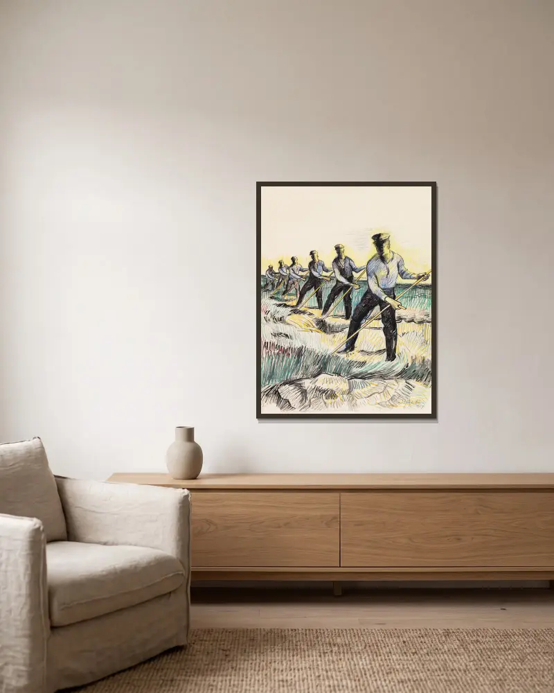 Die Schnitter von Hermann Max Pechstein gerahmt an einer Wand