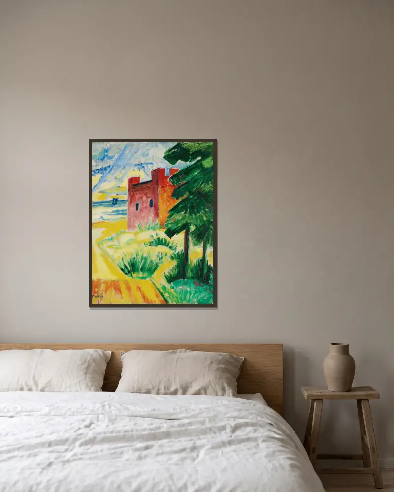 Rettungshaus in den Dünen av Hermann Max Pechstein inramad på en vägg