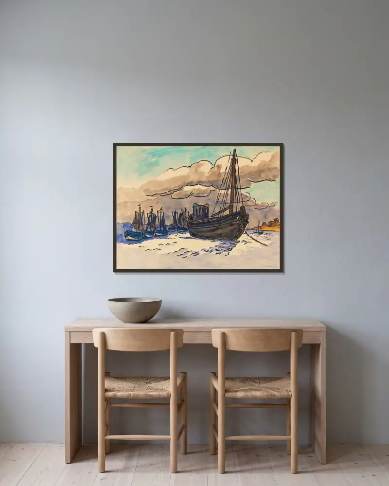 Rising tide av Hermann Max Pechstein inramad på en vägg