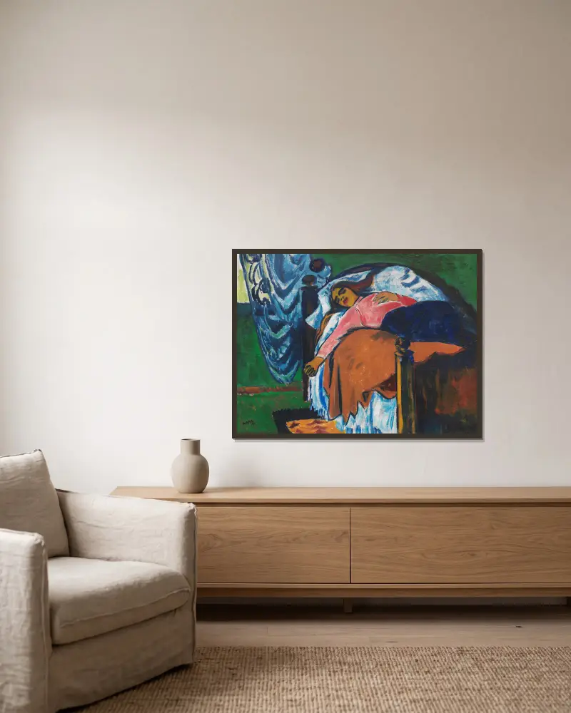 Odpočívající žena, Hermann Max Pechstein v rámu na stěně