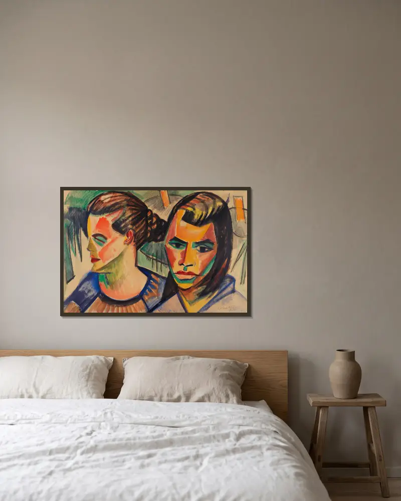 Dwie głowy, Hermann Max Pechstein w ramie na ścianie