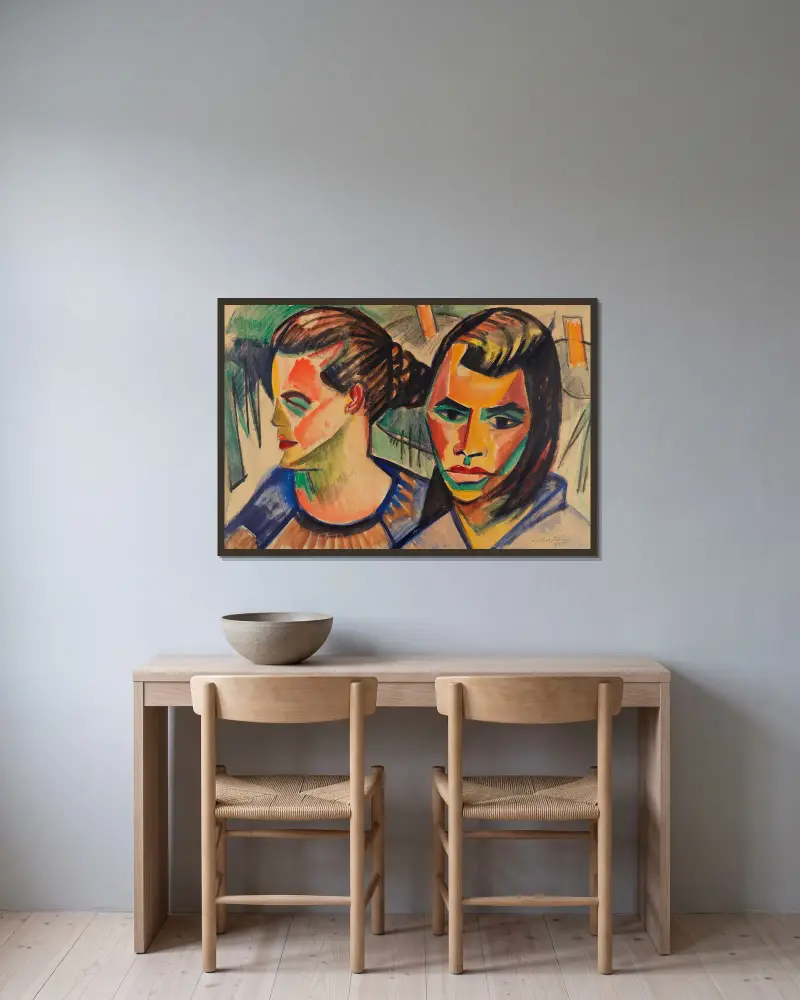 Dwie głowy, Hermann Max Pechstein w ramie na ścianie