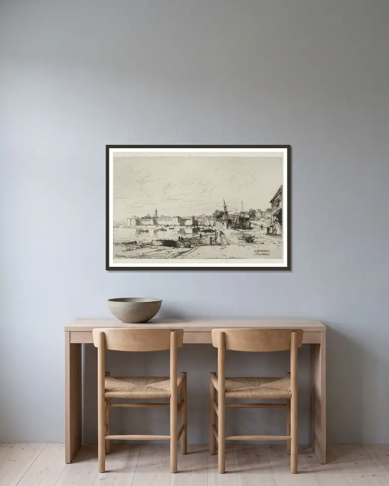 A Concarneau (Finistère) av Maxime Lalanne inramad på en vägg