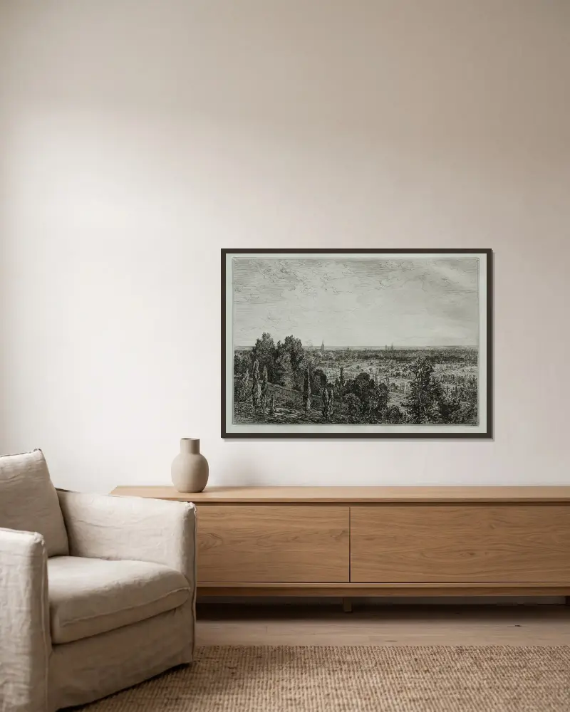 Bordeaux, Blick von der Küste von Cénon von Maxime Lalanne gerahmt an einer Wand