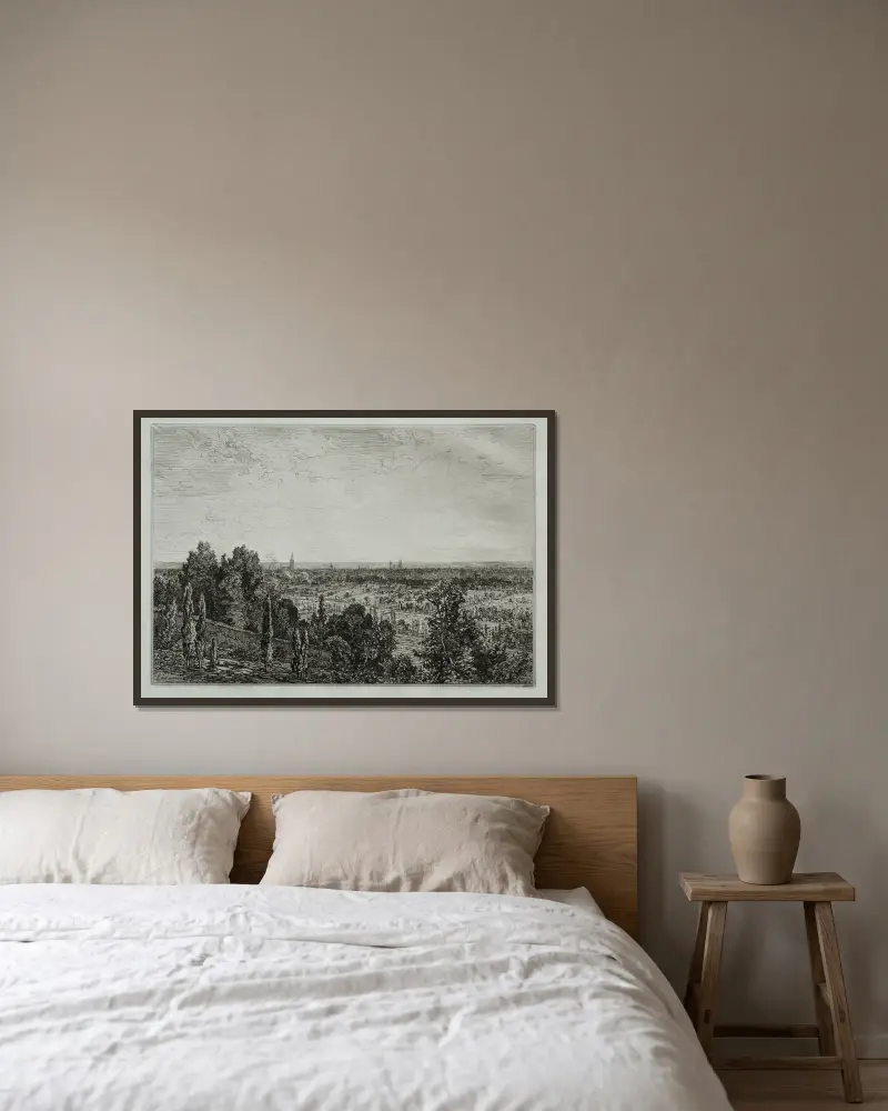 Bordeaux, Blick von der Küste von Cénon von Maxime Lalanne gerahmt an einer Wand