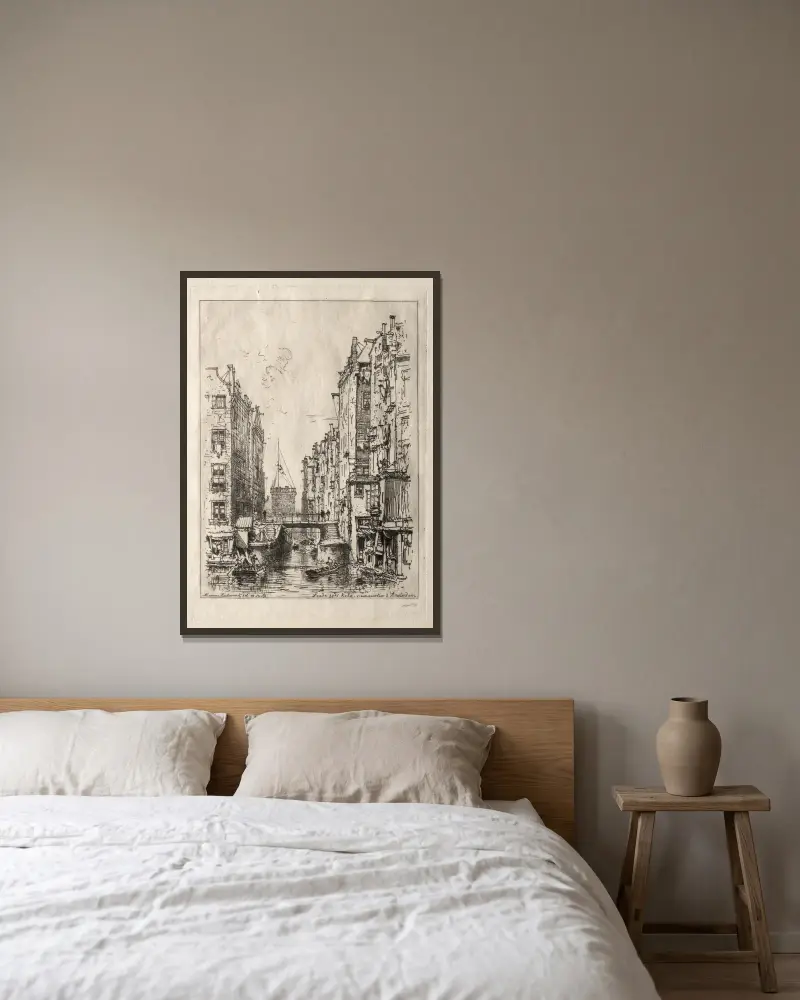 Altstadt von Amsterdam von Maxime Lalanne gerahmt an einer Wand