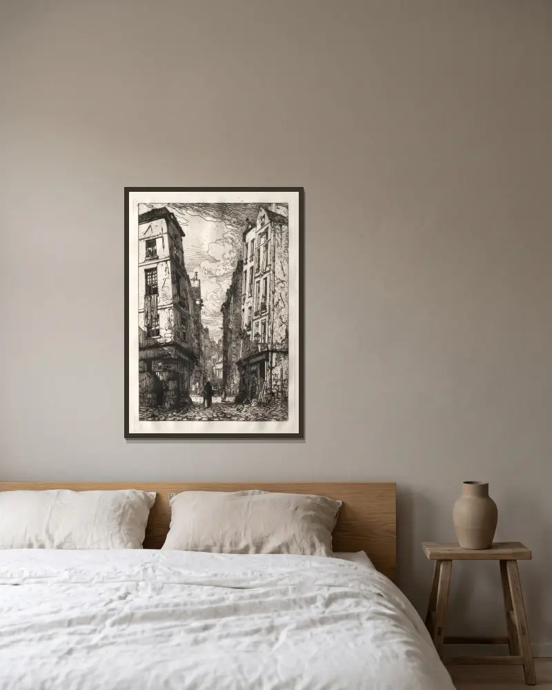 Rue des Marmousets (Alt-Paris) von Maxime Lalanne gerahmt an einer Wand