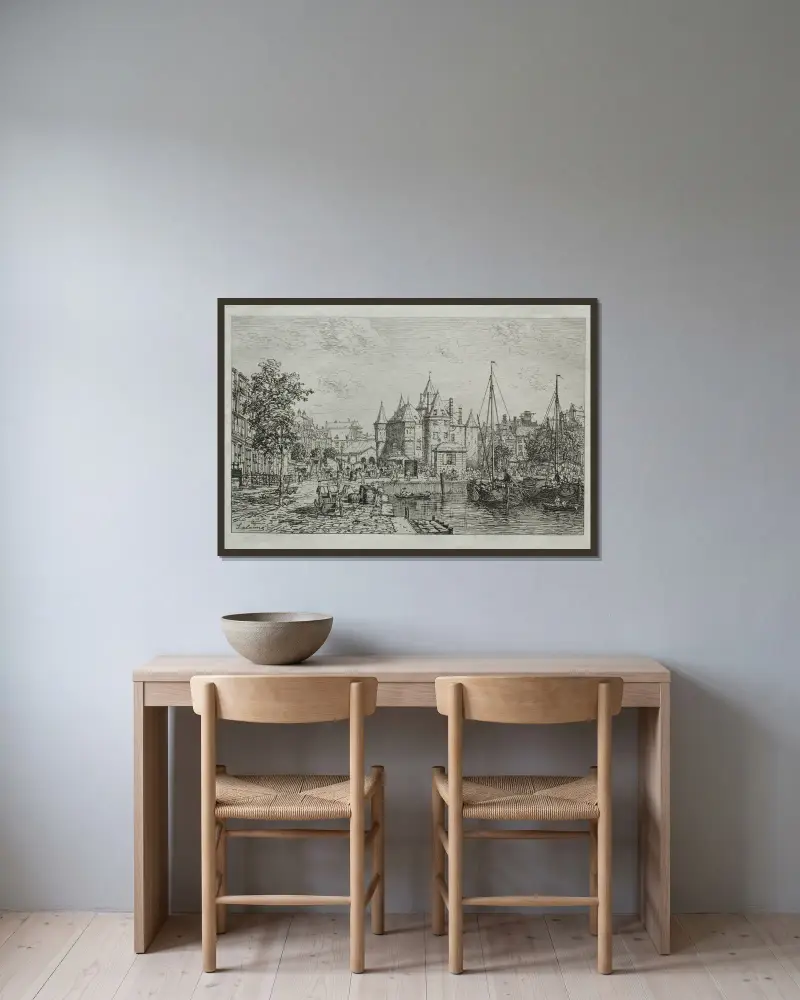 Vågporten i Amsterdam av Maxime Lalanne inramad på en vägg