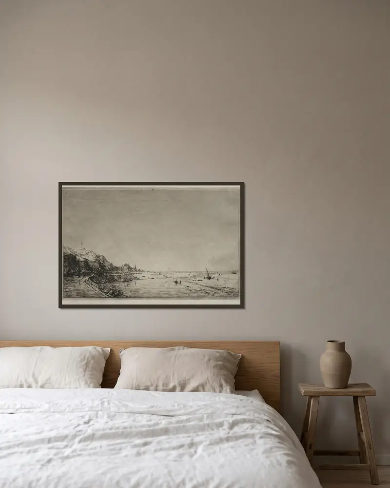 Blick auf Port du Dives (Calvados) von Maxime Lalanne gerahmt an einer Wand