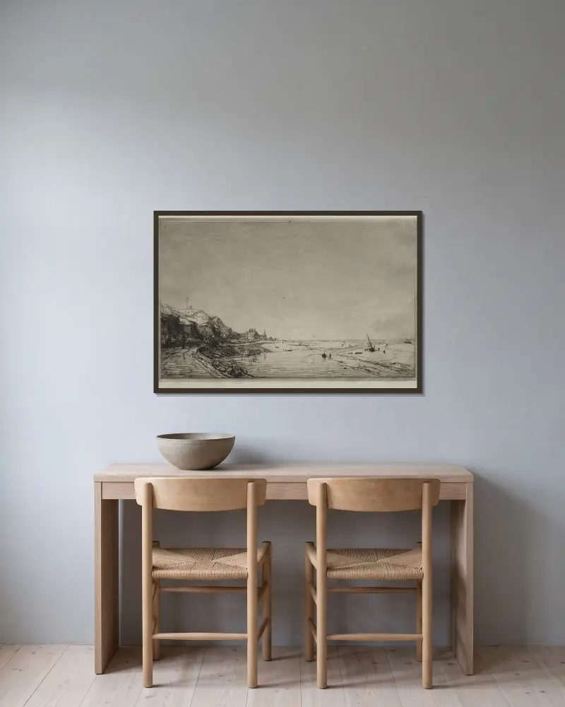 Blick auf Port du Dives (Calvados) von Maxime Lalanne gerahmt an einer Wand