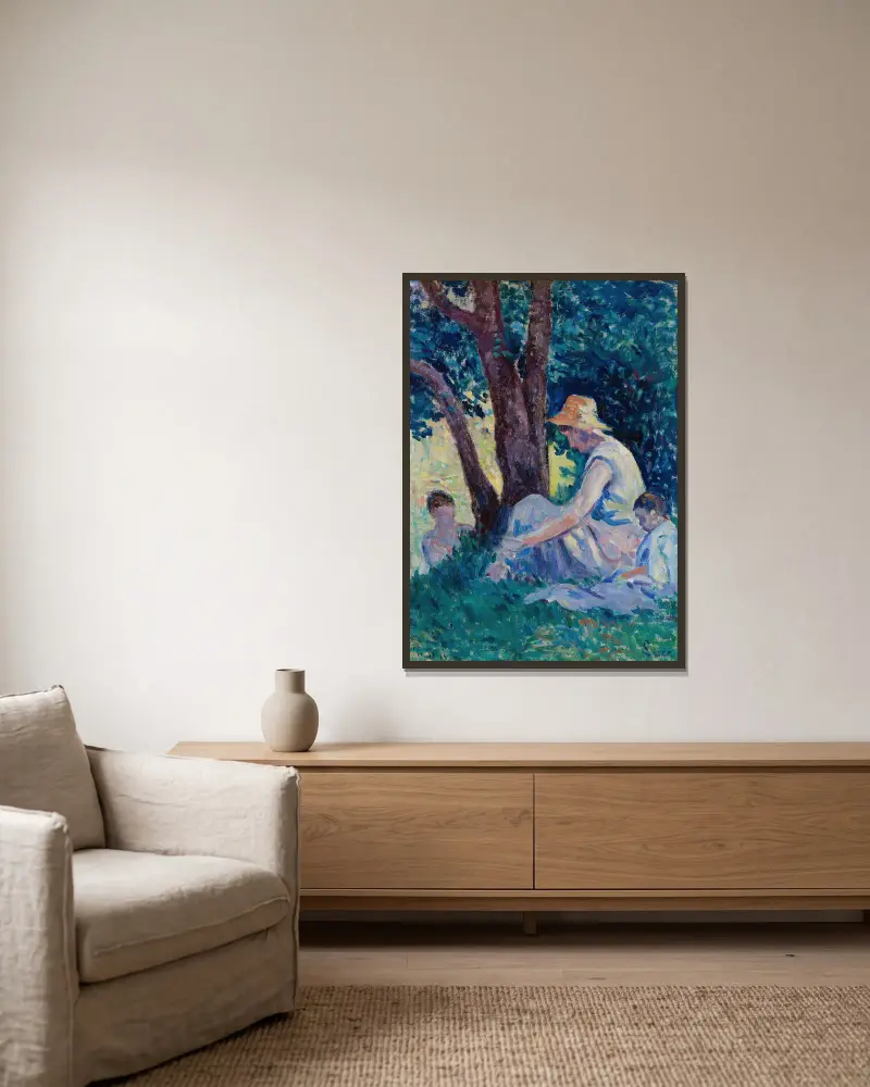 Bessy, en eftermiddag på landet av Maximilien Luce inramad på en vägg