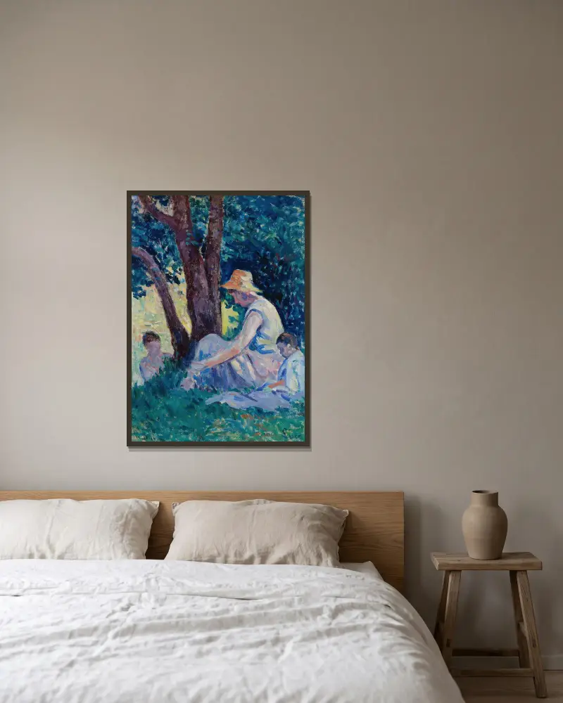 Bessy, en eftermiddag på landet av Maximilien Luce inramad på en vägg
