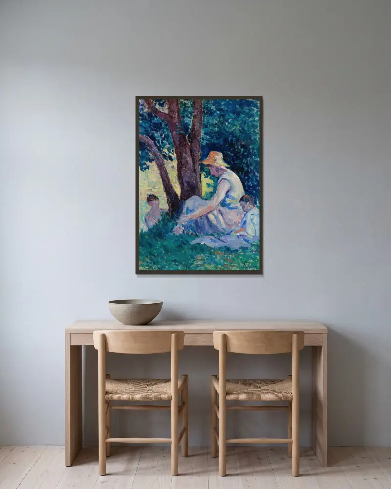 Bessy, en eftermiddag på landet av Maximilien Luce inramad på en vägg