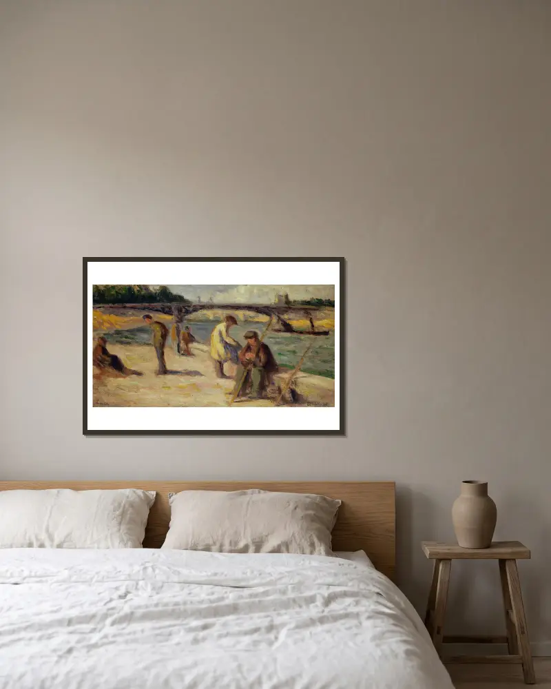 Das Ufer am Quai Malaquais von Maximilien Luce gerahmt an einer Wand