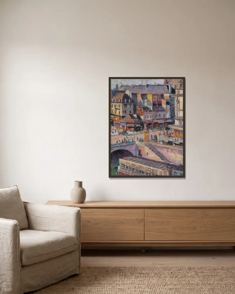 Die Brücke Saint-Michel und der Quai des Orfèvres von Maximilien Luce gerahmt an einer Wand